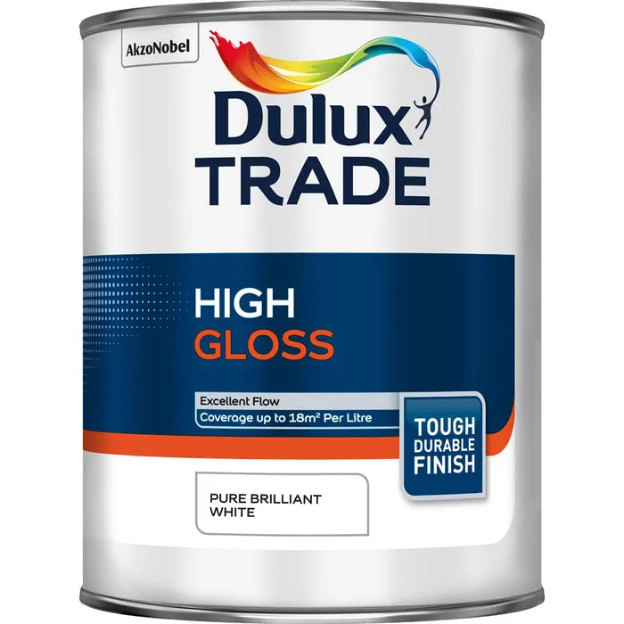 Dulux Trade High Gloss Pure Brilliant White 1L, 2.5L, 5L