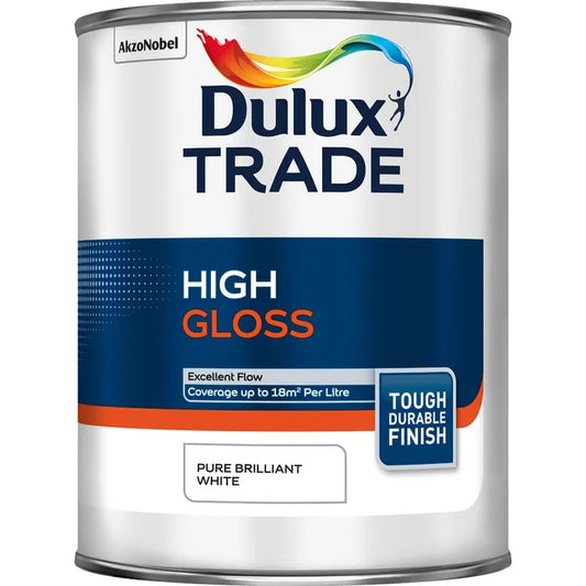 Dulux Trade High Gloss Pure Brilliant White 1L, 2.5L, 5L