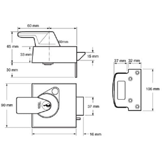 Yale PBS1 nightlatch 60mm CP