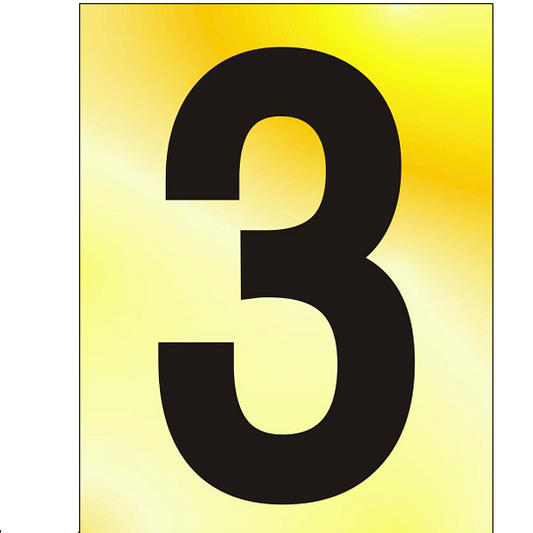 Self Adhesive Numeral (3) 75mm PB