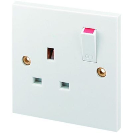 Gang Single Plug Socket White