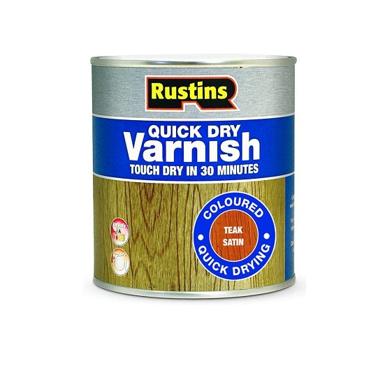 Rustins Quick Dry Varnish Satin Teak 1ltr