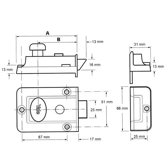 Yale 77 Nightlatch 60mm BLUX