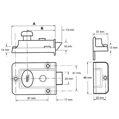 Yale 77 Nightlatch 60mm BLUX