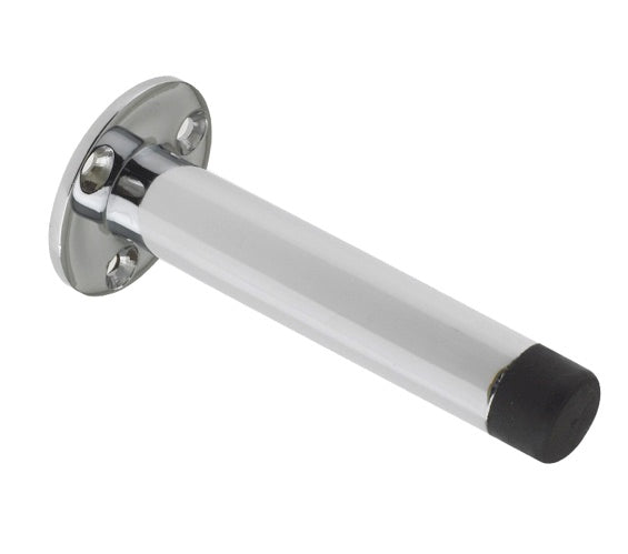 Door Stop - Cylinder with Rose 90mm Face Fix - CP