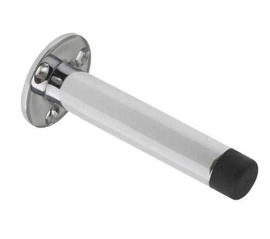 Door Stop - Cylinder with Rose 90mm Face Fix - CP