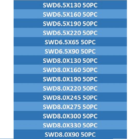 SWD DUB.THREAD SCREW 8.0X275 PROTEC 50PC