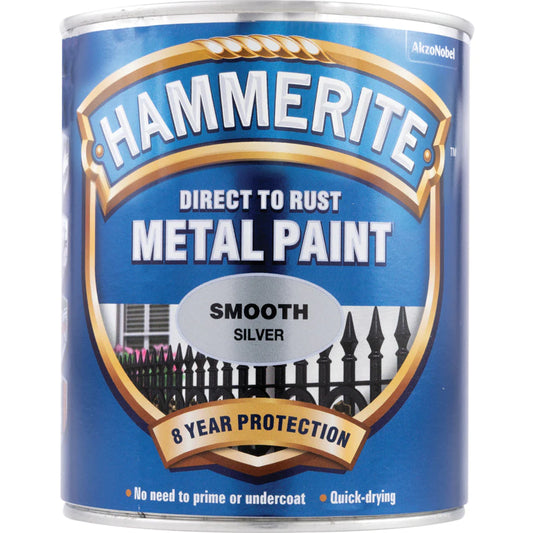Hammerite Metal Paint Smooth Silver 750ml