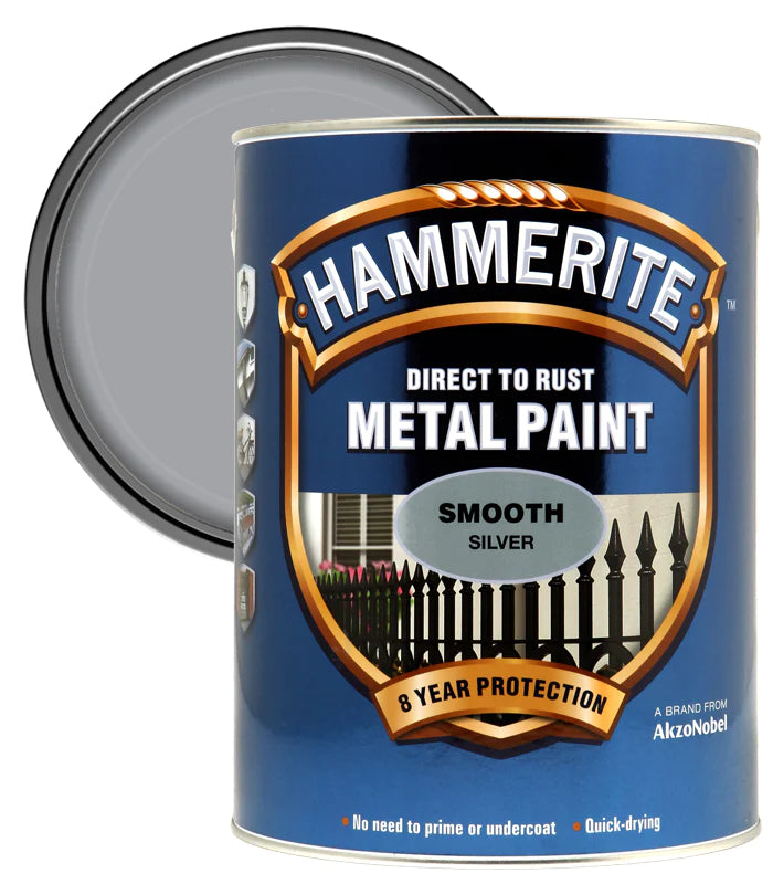 Hammerite Metal Paint Smooth Silver 5L