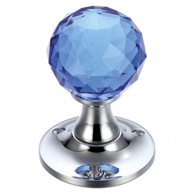 Glass ball mortice knob blue