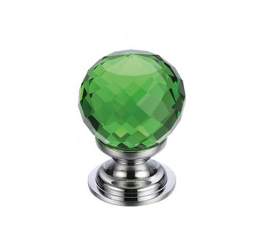 Glass ball knob 30 facetted green