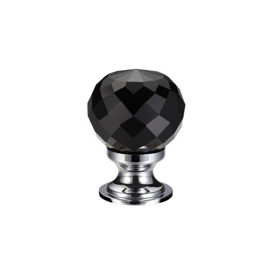 Glass ball knob 25 facetted black