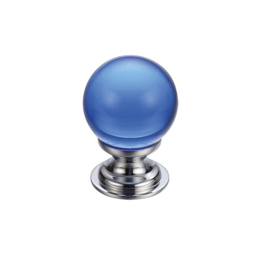 Glass ball knob frosted blue/CP
