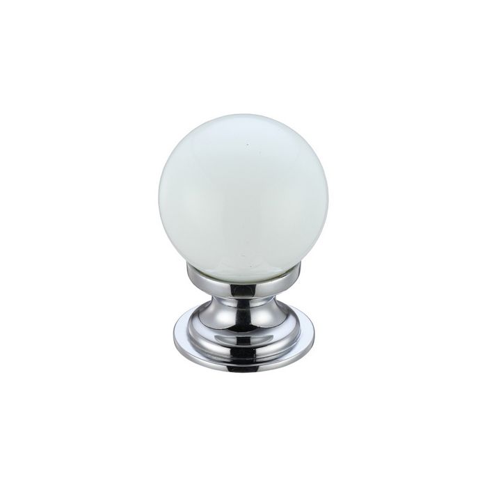 Glass ball knob 30mm plain white
