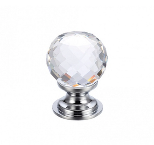 Glass ball knob 30 facetted clear
