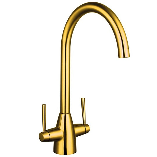 TK015BG Roune Two Handle Kitchen Mixer Brush Gold
