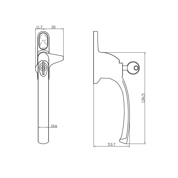 TSS cockspur handle R/H WH