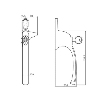 TSS cockspur handle R/H WH