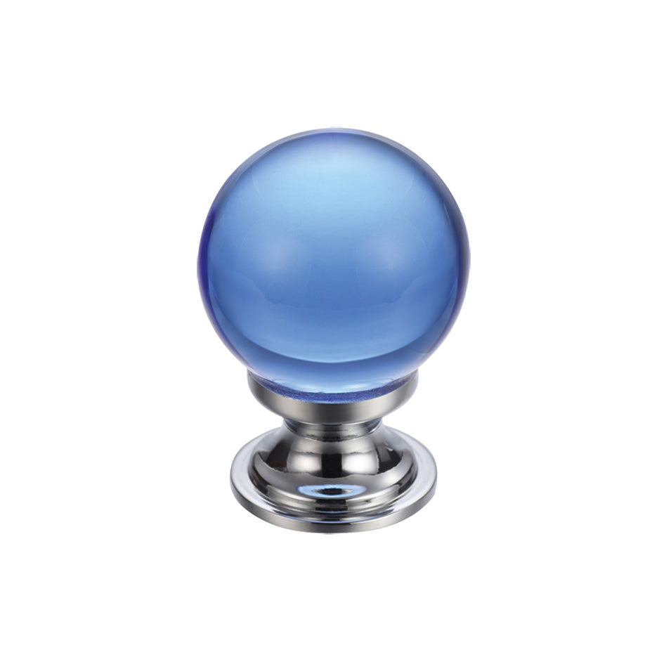 Glass ball knob 25mm plain blue